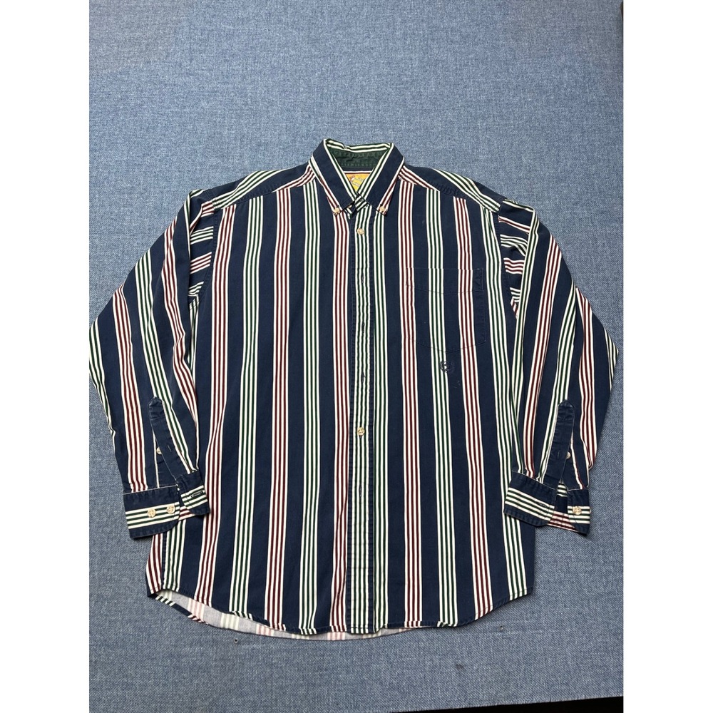 Duck Head Mens Multi Color Striped Long Sleeve Button Down Cotton Shirt Medium